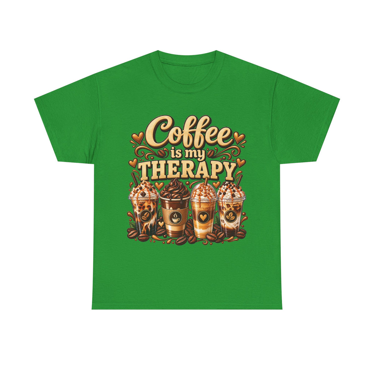 Coffee Is My Therapy T-Shirt | Coffee Cups Illustration, Cozy Beverage Tee