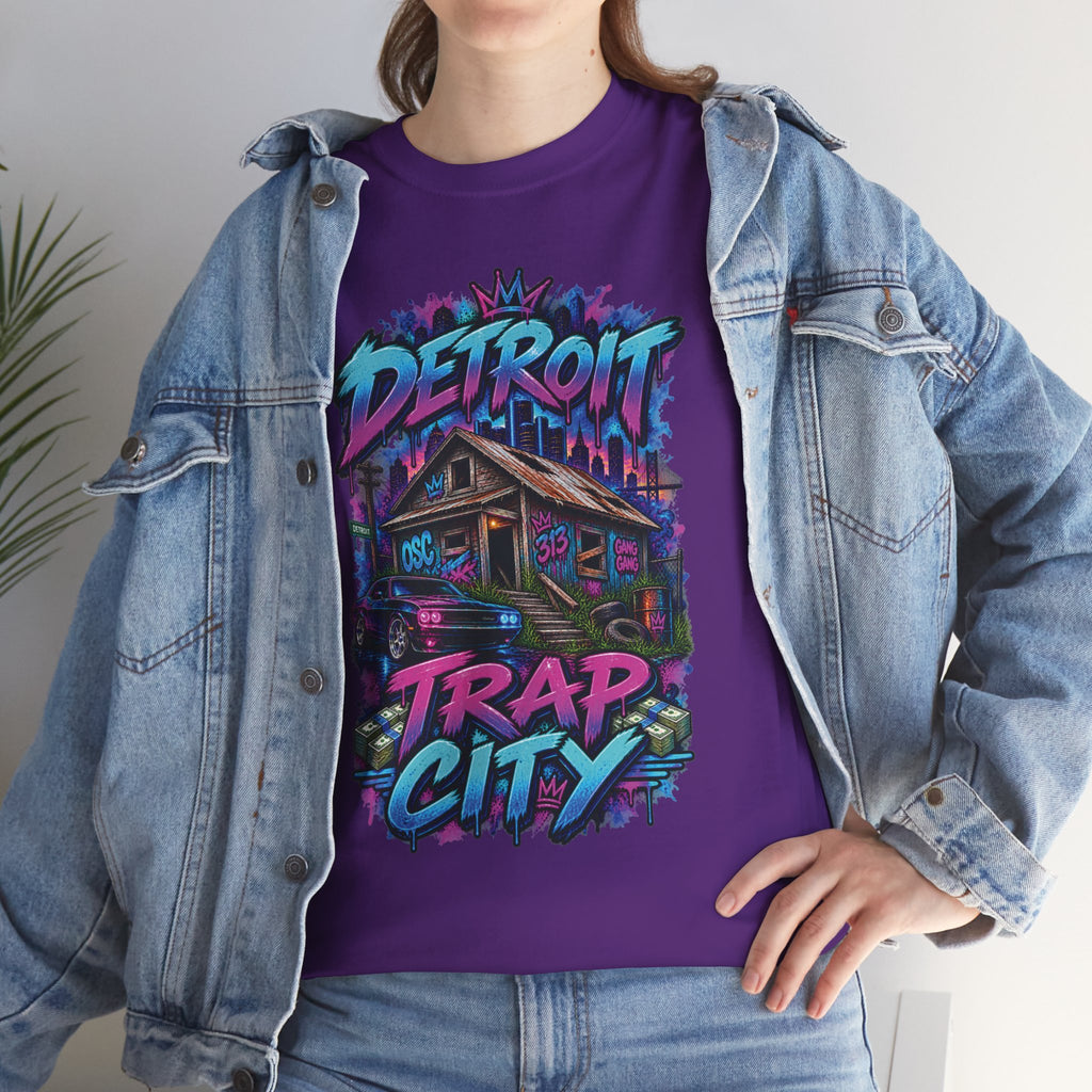 Detroit Trap City Tee | Urban Graffiti Streetwear, Neon Hip Hop Design
