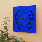 Roman Numeral Blue Clock Acrylic Wall Clock | Modern Decorative Timepiece