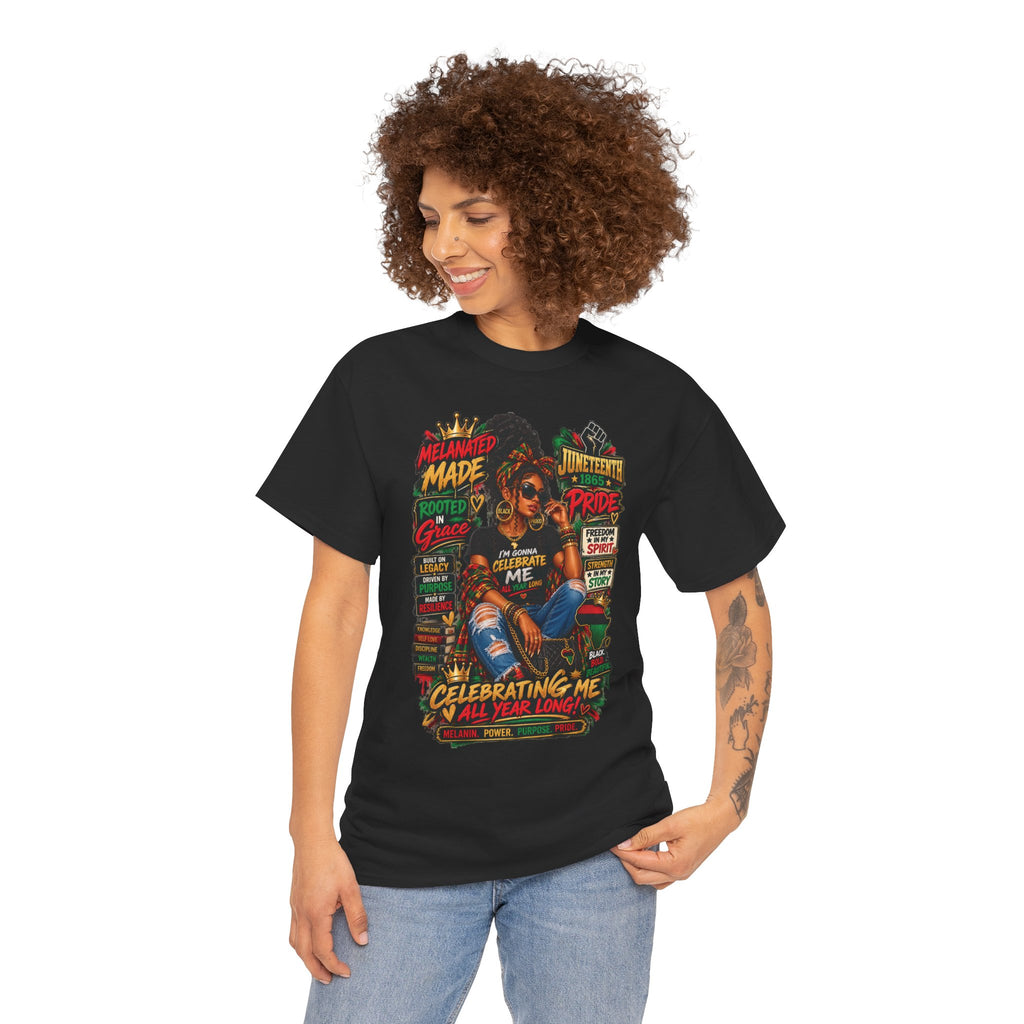 Melanated Made Rooted Grace T-Shirt | Celebrating Me graphic tee