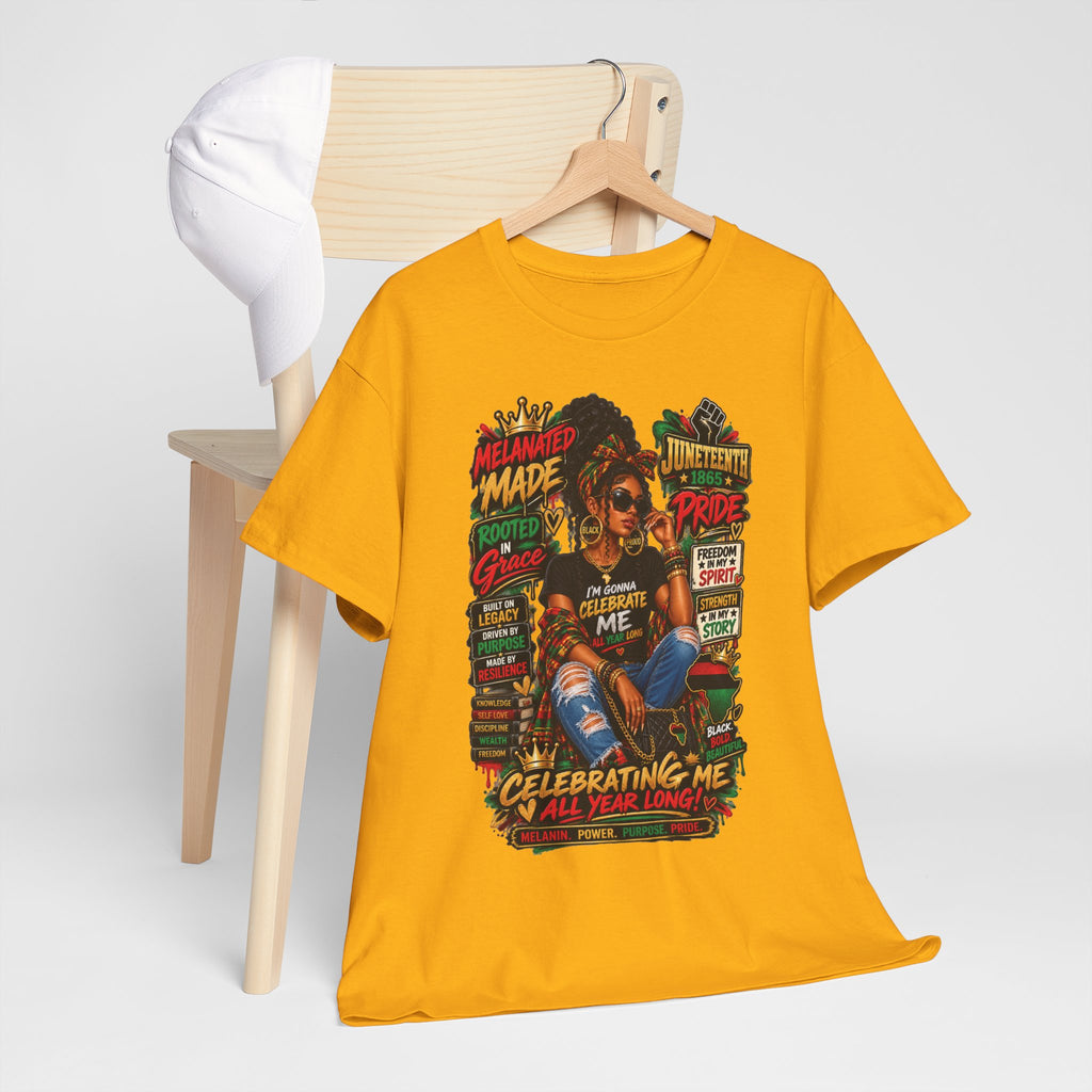 Melanated Made Rooted Grace T-Shirt | Celebrating Me graphic tee