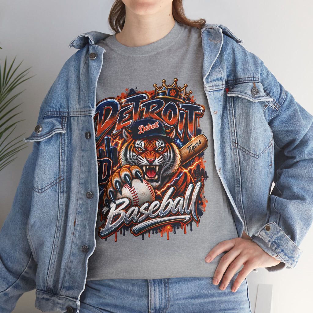 Detroit Tigers Tiger Baseball Tee | Vintage Mascot Detroit Baseball Shirt