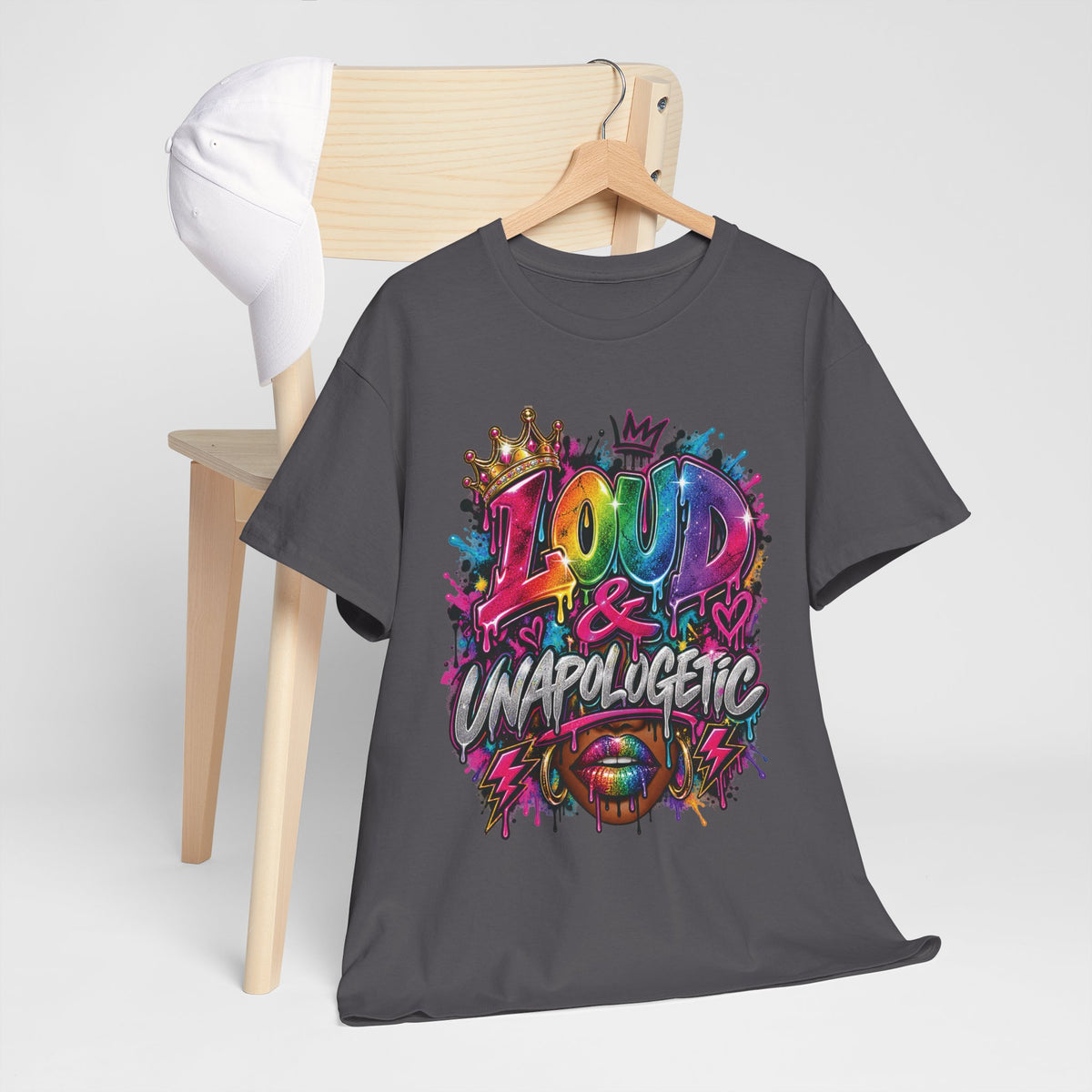 Loud & Unapologetic T-Shirt | Colorful Graffiti Typography, Bold Street Art Tee