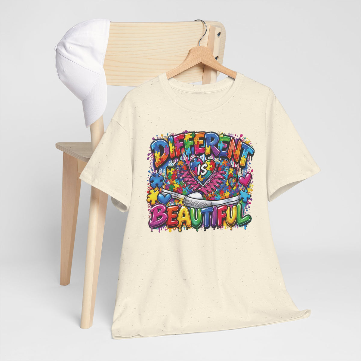 Autism Different Is Beautiful T-Shirt | Colorful Rainbow Graffiti Design