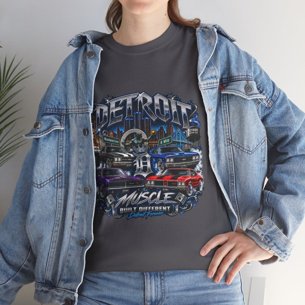 Detroit Muscle Car Tee | Vintage Hot Rod Illustration, Garage Scene