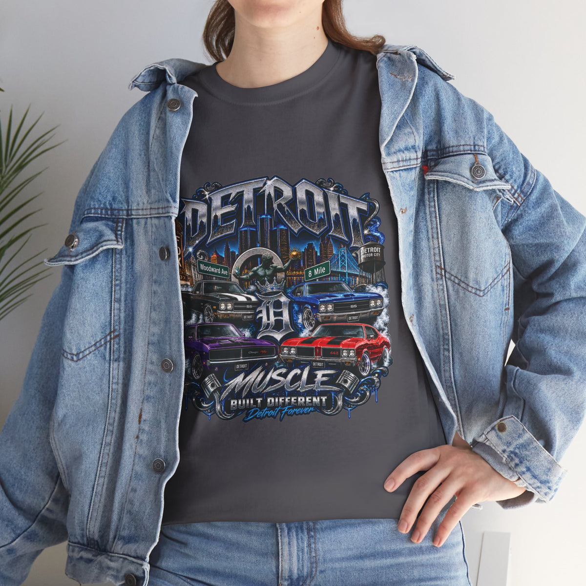 Detroit Muscle Car Tee | Vintage Hot Rod Illustration, Garage Scene