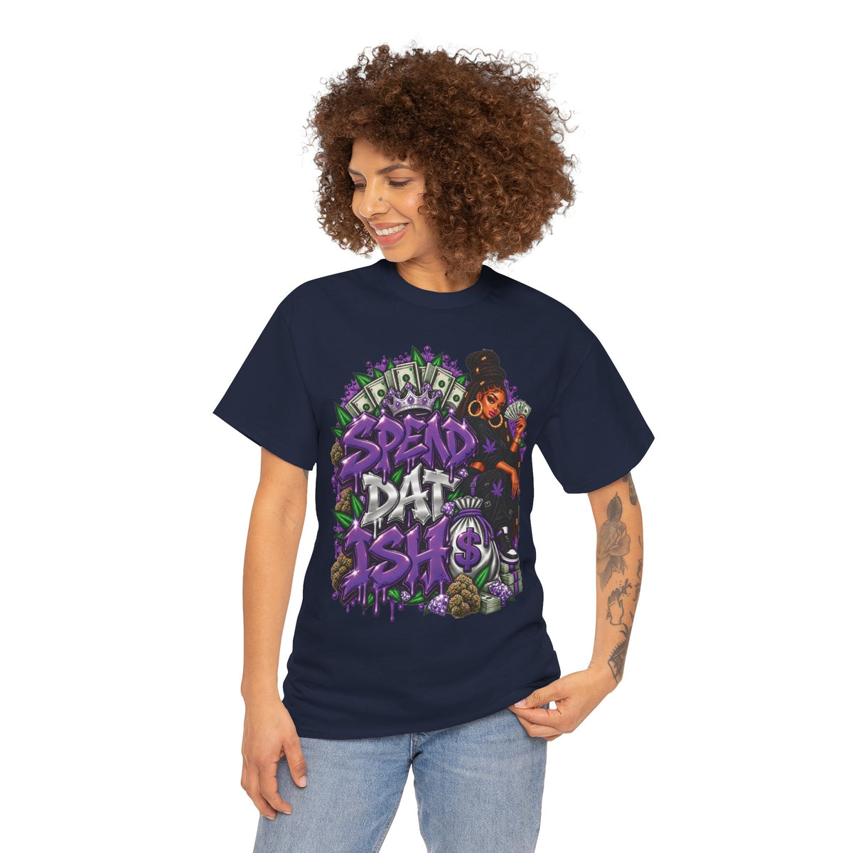 Spend Dat sh*t Tee | Graffiti Money Design, Purple Streetwear