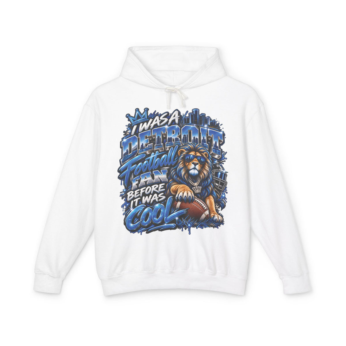 Detroit Retro Graffiti Hoodie | Lion, Skyline, Football Illustration