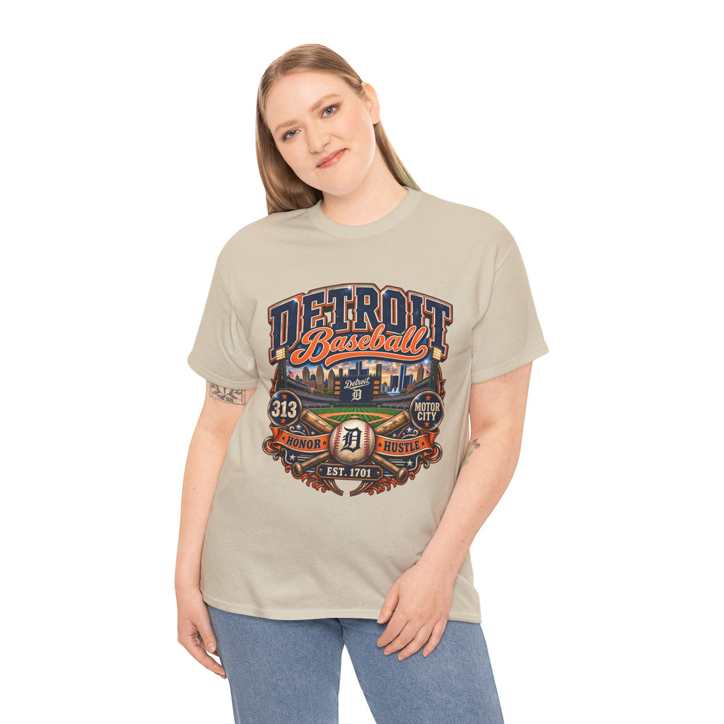 Detroit Baseball Tee | Motor City 313 Vintage Baseball Design