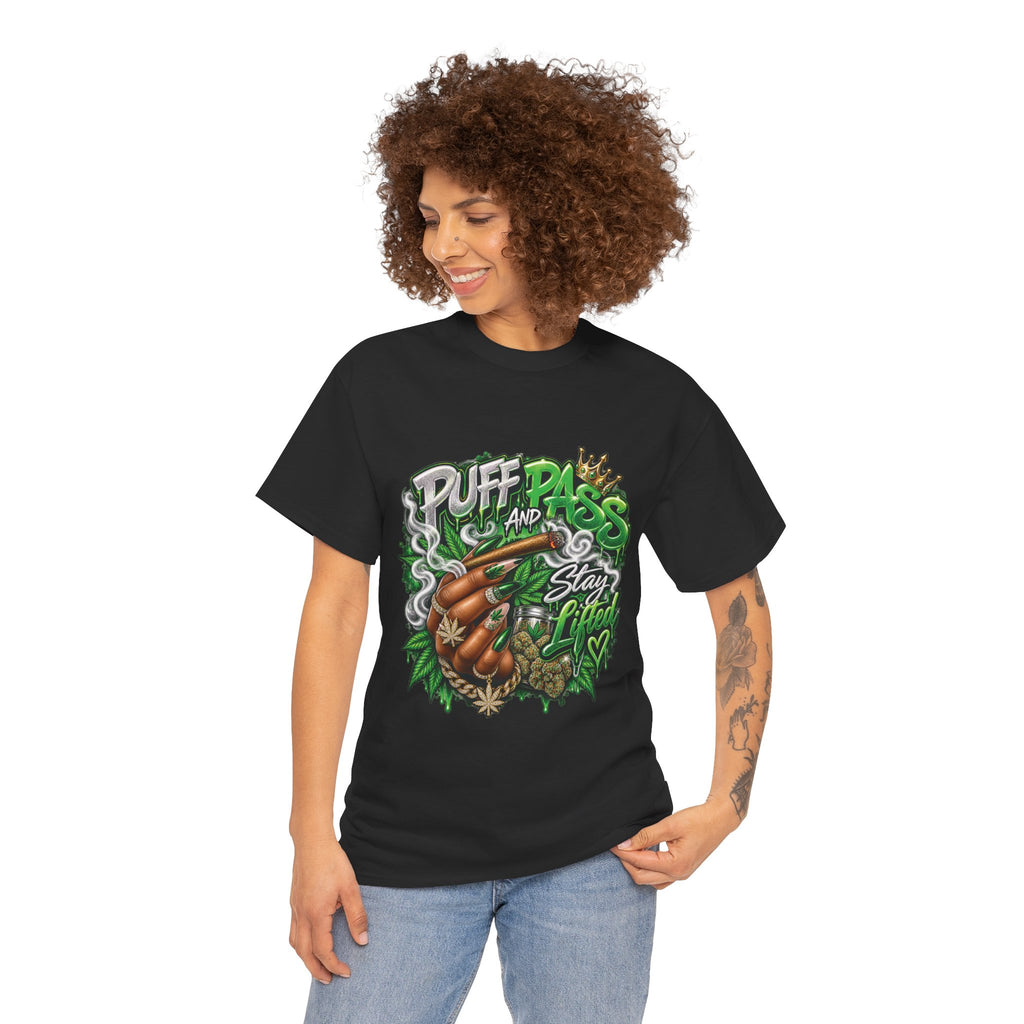 Puff and Pass Stay Lifted T-Shirt | Cannabis Leaf Graphic Tee