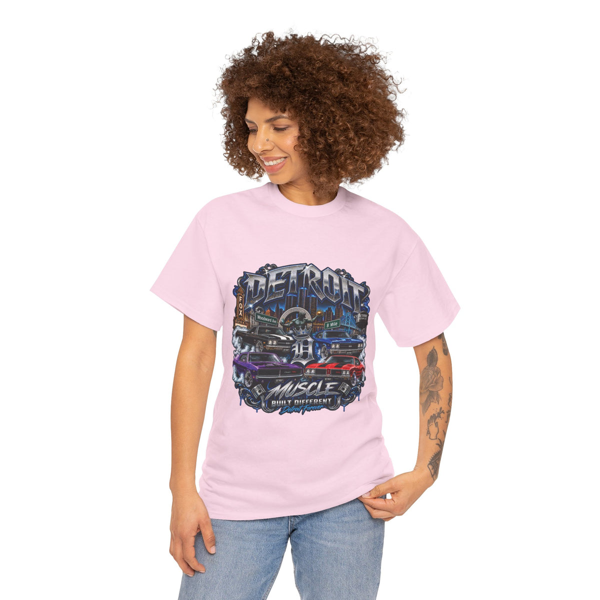 Detroit Muscle Car Tee | Vintage Hot Rod Illustration, Garage Scene