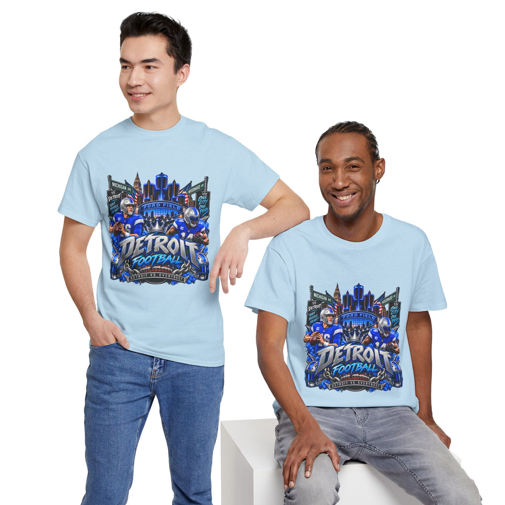 Detroit Football Graphic Tee | City Skyline, Players, Lions-Inspired Design
