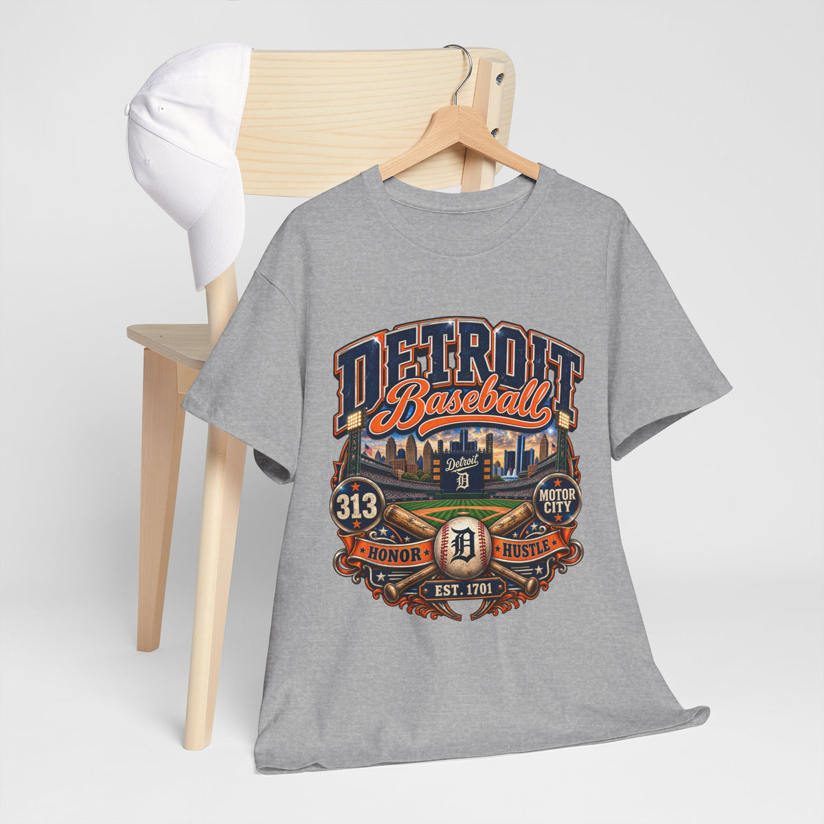Detroit Baseball Tee | Motor City 313 Vintage Baseball Design