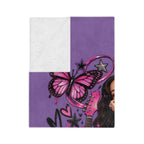 Olivia Rodrigo Portrait Velveteen Microfiber Blanket | Purple Butterfly Rose Design