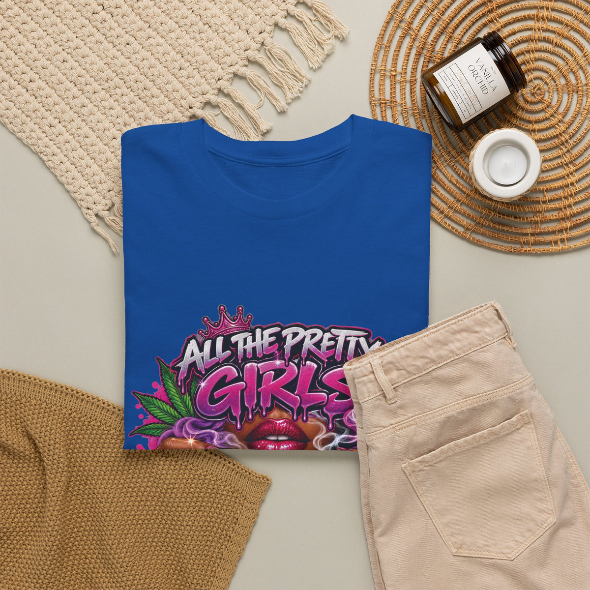 All The Pretty Girls Roll Like This T-Shirt | Pink Graffiti Cannabis Hands Design