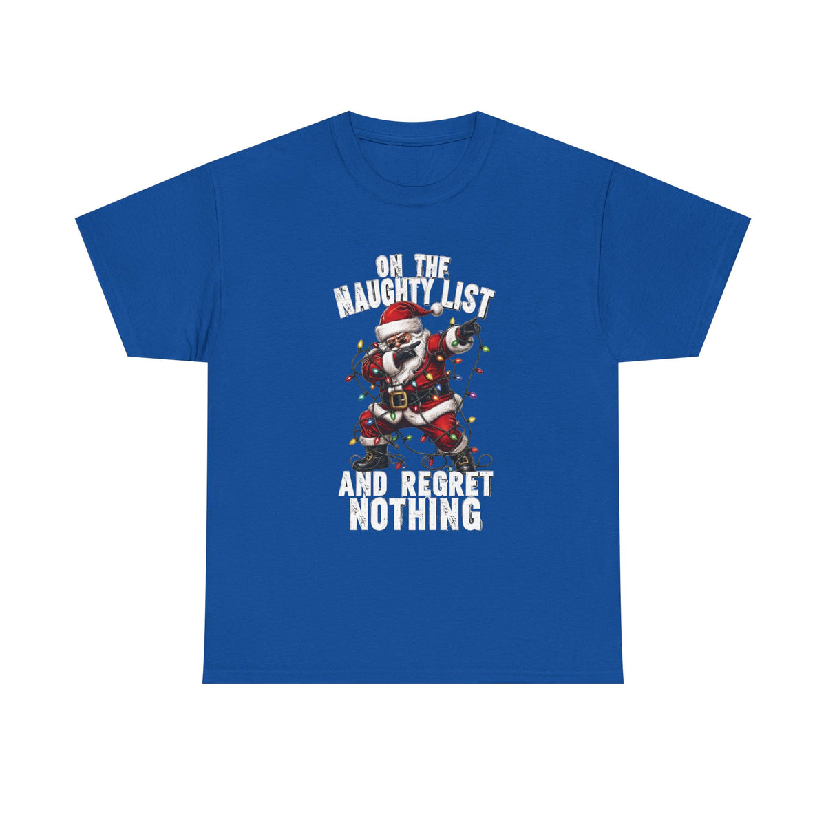 Santa Skeleton 'On the Naughty List and Regret Nothing' Tee | Christmas Punk Shirt