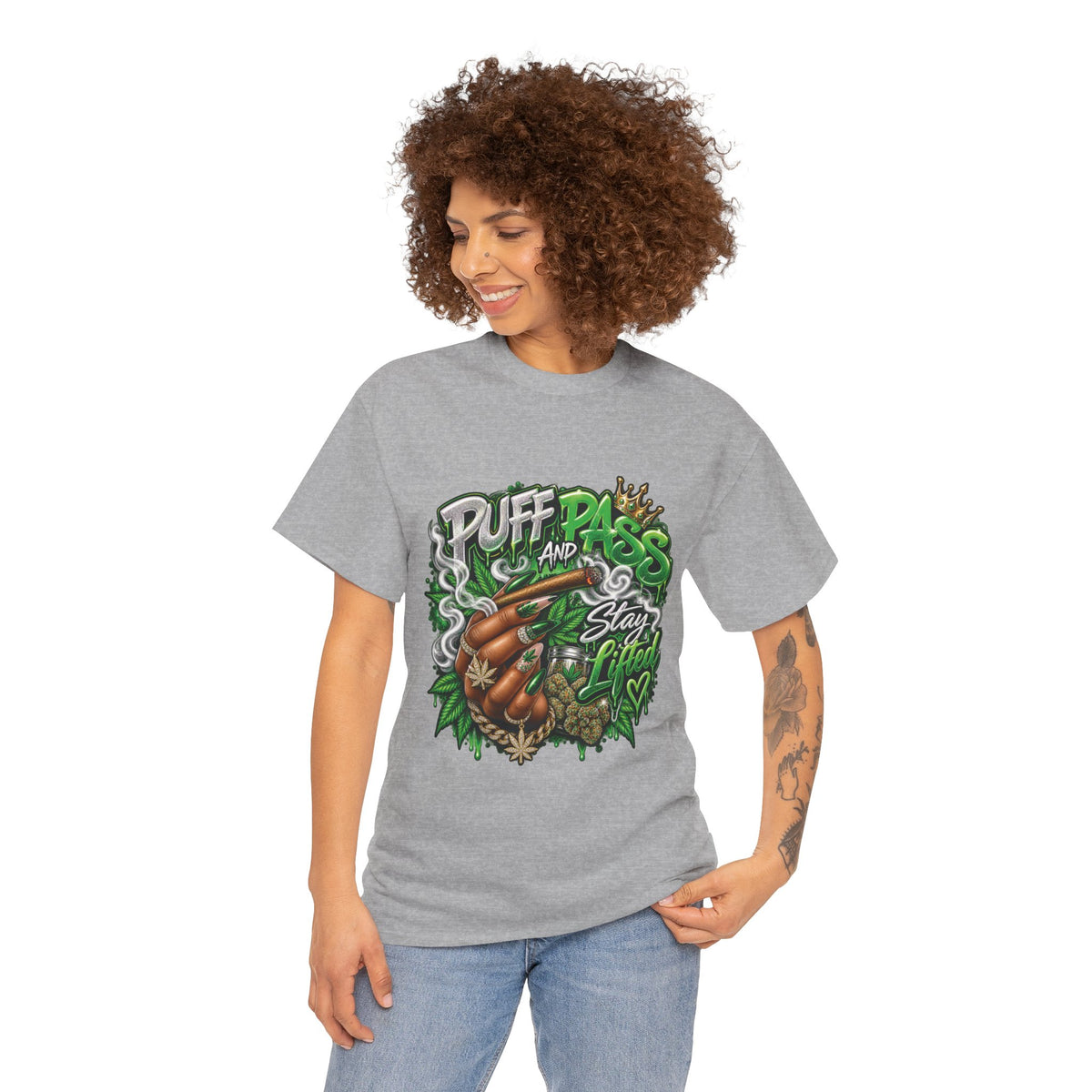 Puff and Pass Stay Lifted T-Shirt | Cannabis Leaf Graphic Tee