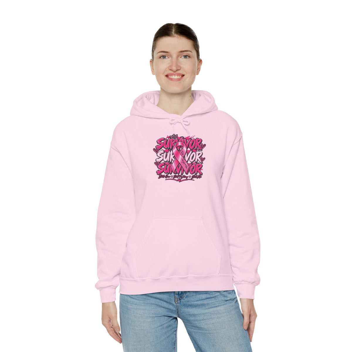 Survivor Pink Ribbon Graphic Hoodie | Breast Cancer Awareness