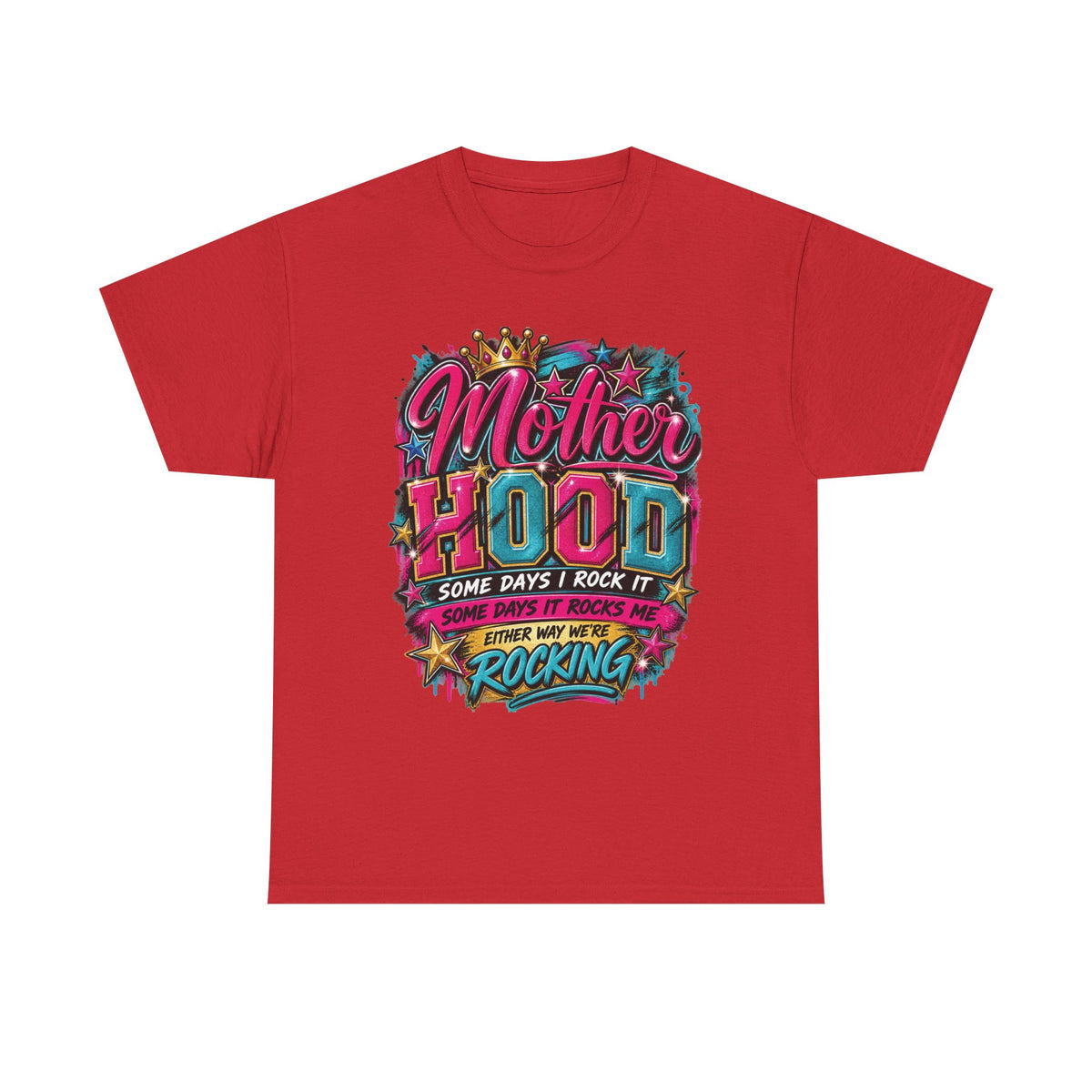 Motherhood Rocking Tee | Colorful Retro Mom Typography Shirt