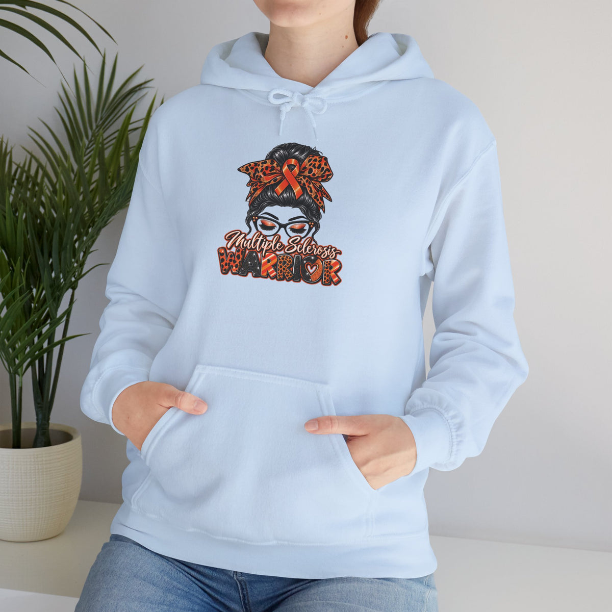 Multiple Sclerosis Autumn Hair Bun Woman Hoodie | Fall Leaves, Pumpkin Spice Vibes