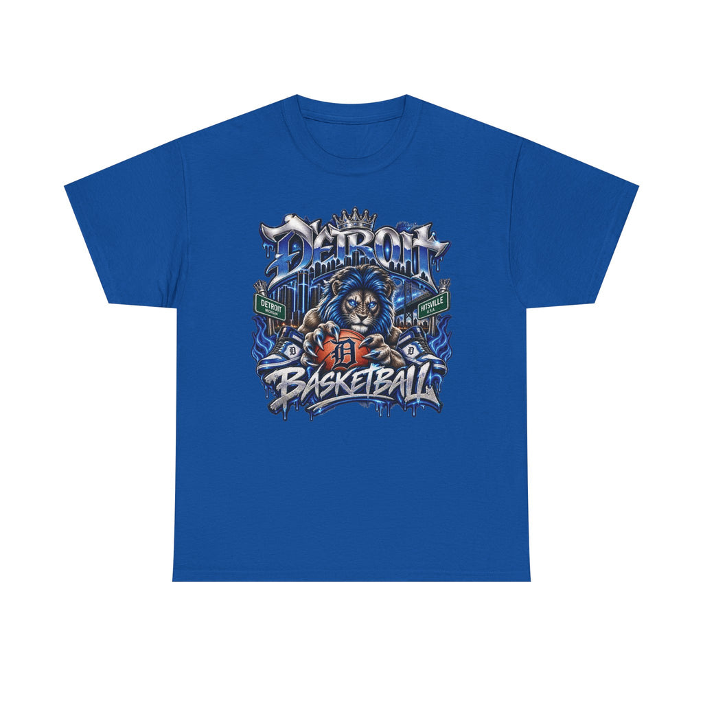 Detroit Basketball Lion Graphic Tee | Motor City D Old English Logo