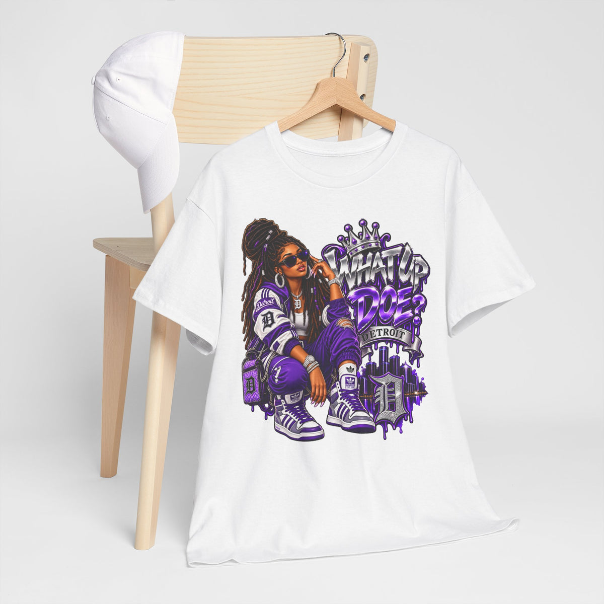 Detroit Queen what up doe Graphic Tee | Urban Streetwear, Purple Drip Art