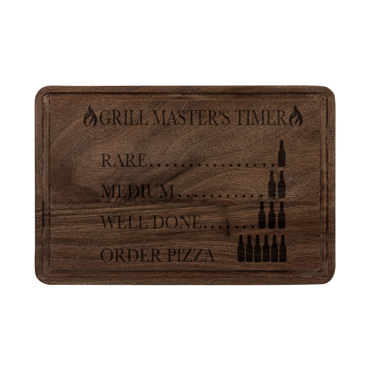 Grill Master Timer Wooden Cutting Board | Engraved Steak Doneness Guide
