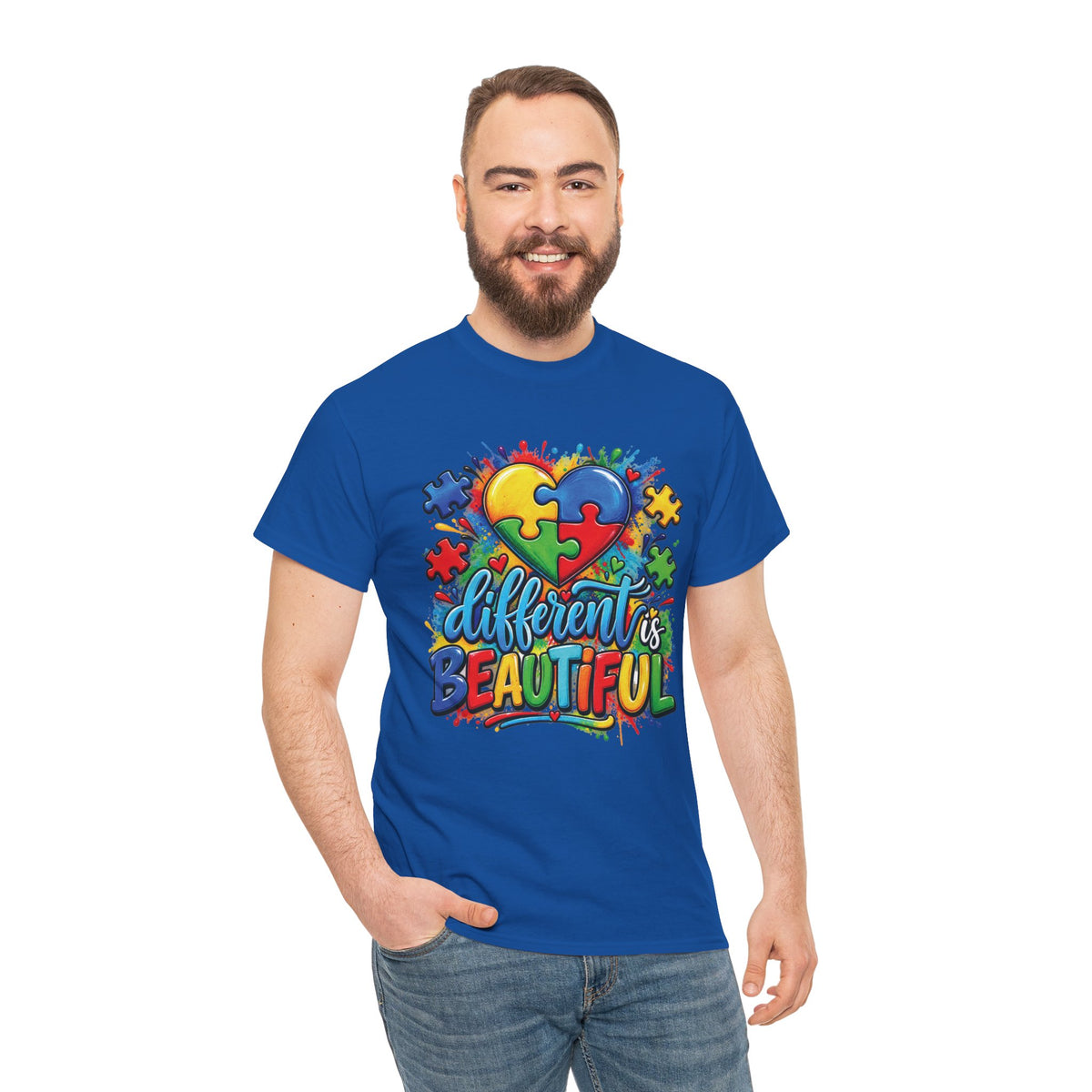 Different Is Beautiful Autism Puzzle Heart T-Shirt | Neurodiversity Awareness Tee