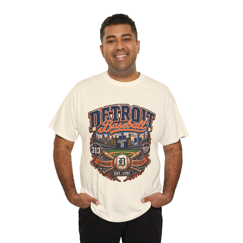 Detroit Baseball Tee | Motor City 313 Vintage Baseball Design