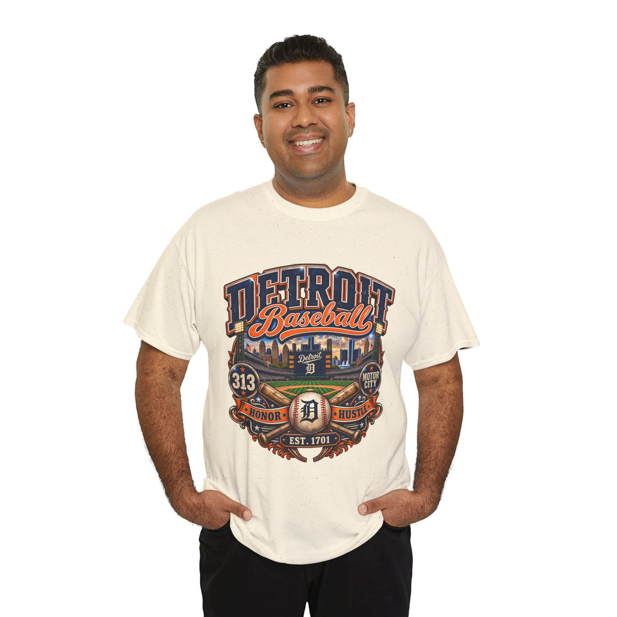 Detroit Baseball Tee | Motor City 313 Vintage Baseball Design