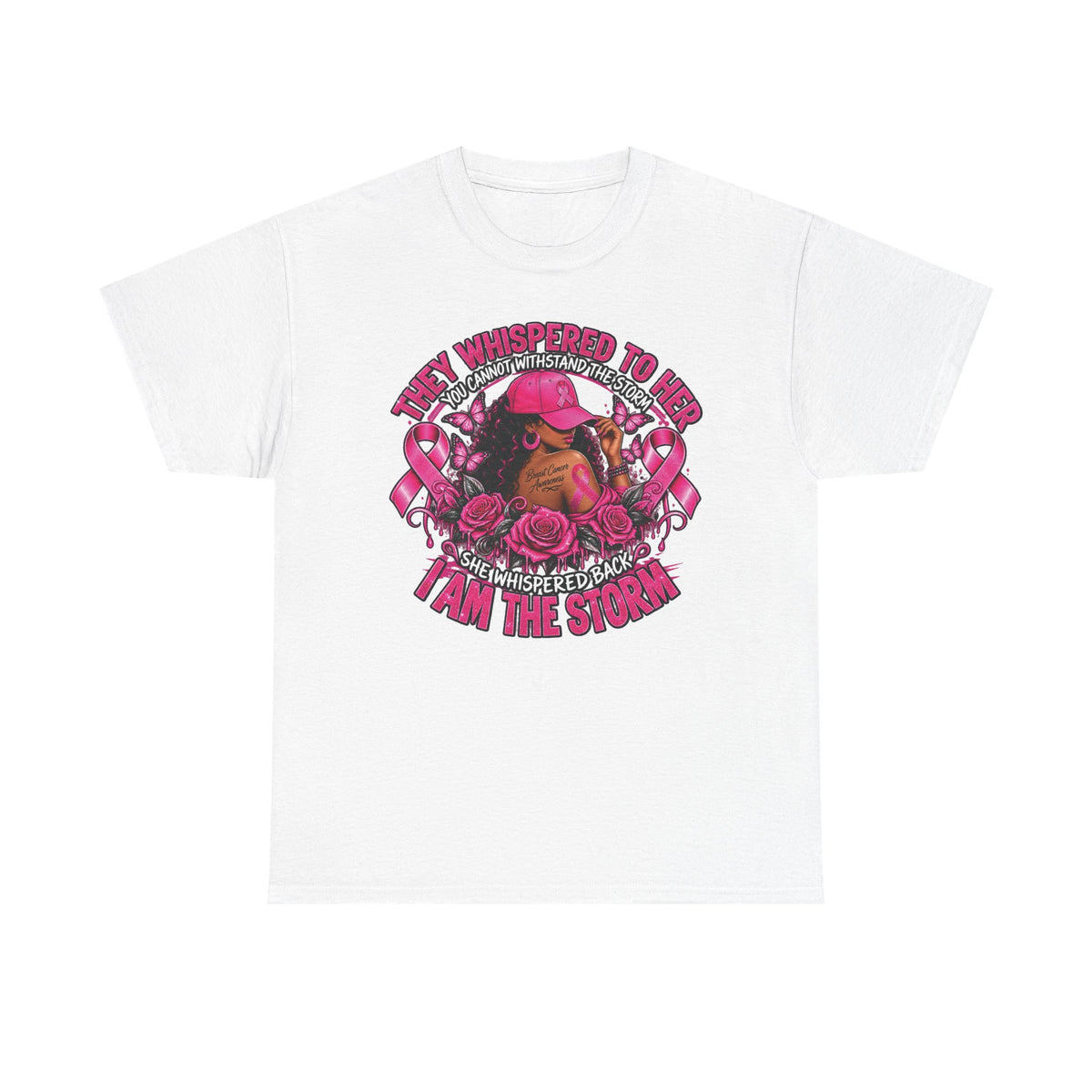 I Am the Storm Breast Cancer Awareness T-Shirt | Warrior Rhino Design, Pink Ribbons