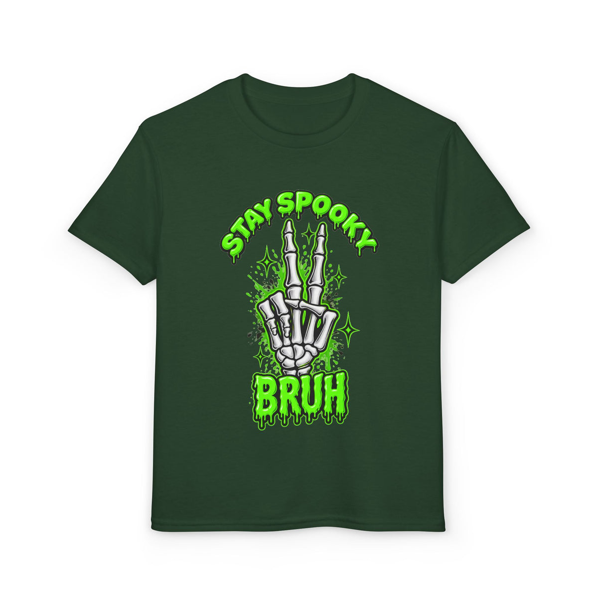 Stay Spooky Bruh T-Shirt | Skeleton Hand Halloween Graphic