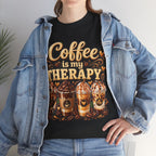 Coffee Is My Therapy T-Shirt | Coffee Cups Illustration, Cozy Beverage Tee