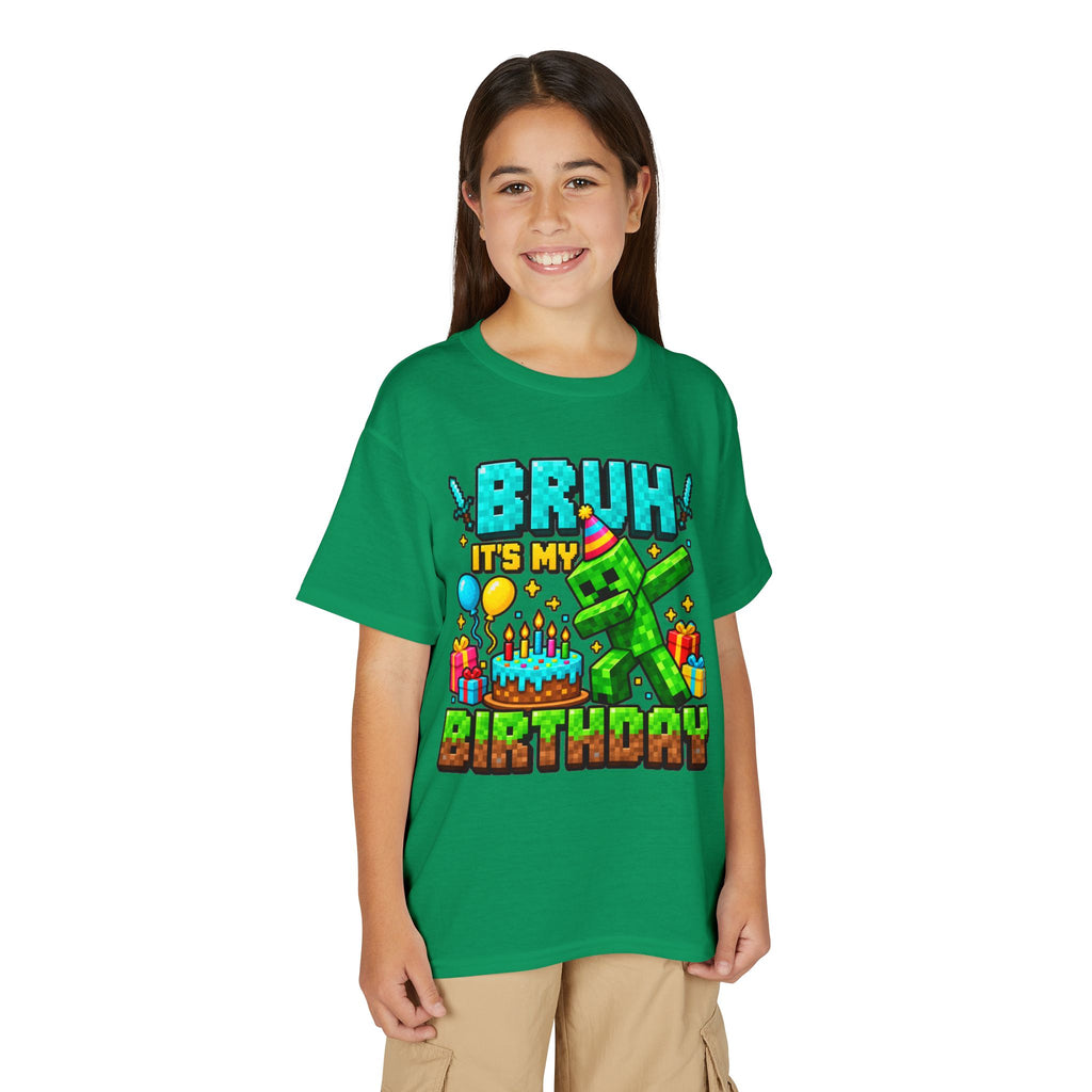 Bruh It’s My Birthday Youth T-Shirt – Pixel Gaming Birthday Shirt