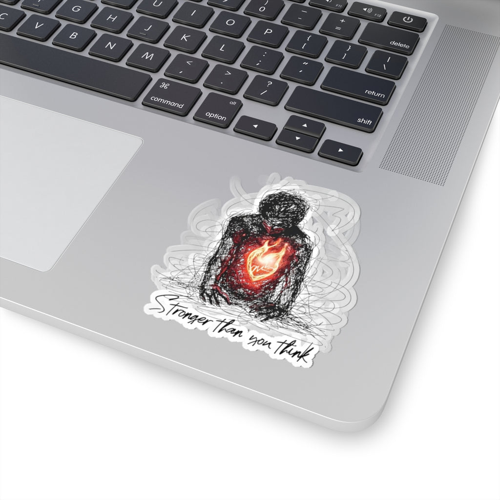 Stronger Than You Think Kiss-Cut Sticker | Heart Flame Sketch Sticker