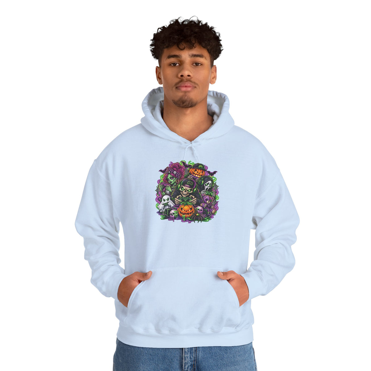 Spooky Halloween Skull Pumpkin Floral Hoodie | Haunted Garden Sweatshirt