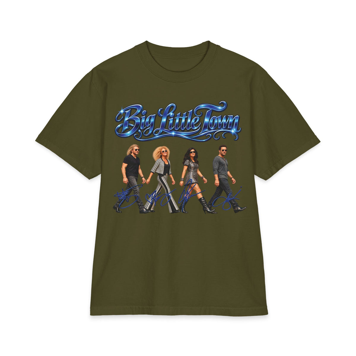 Big Little Town County Team T-Shirt | Band Member Silhouette Crossing Road
