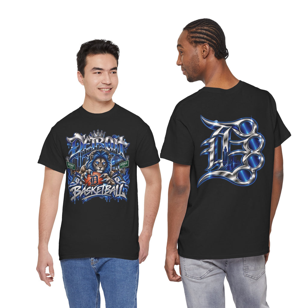 Detroit Basketball Lion Graphic Tee | City Streetball Detroit D Logo