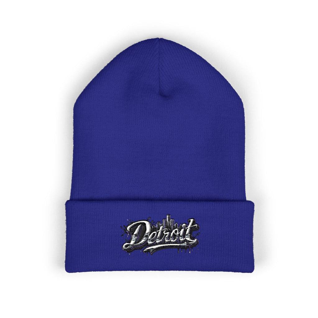 Detroit Graffiti Script Beanie | Embroidered Cuffed Beanie