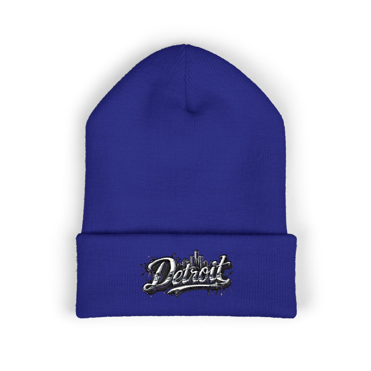 Detroit Graffiti Script Beanie | Embroidered Cuffed Beanie