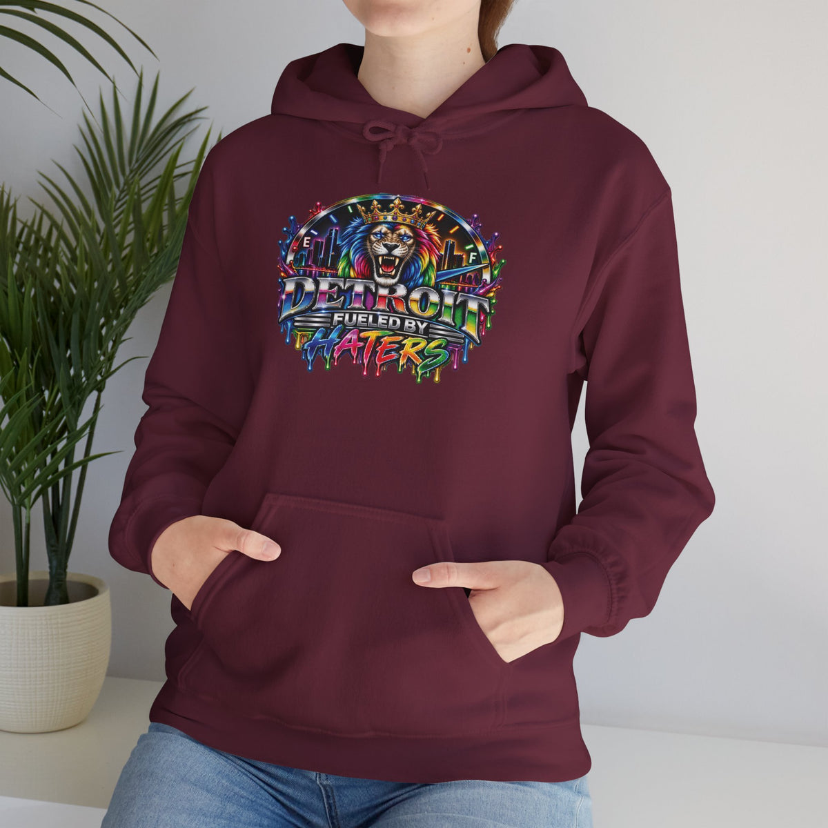 Detroit Graffiti Lion Hoodie | Colorful Street Art Pullover
