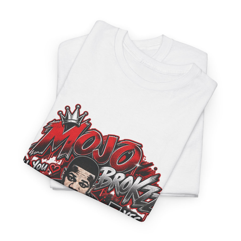 Mojo Bronze Graphic Tee | Urban Graffiti Portrait, Red Black Illustration