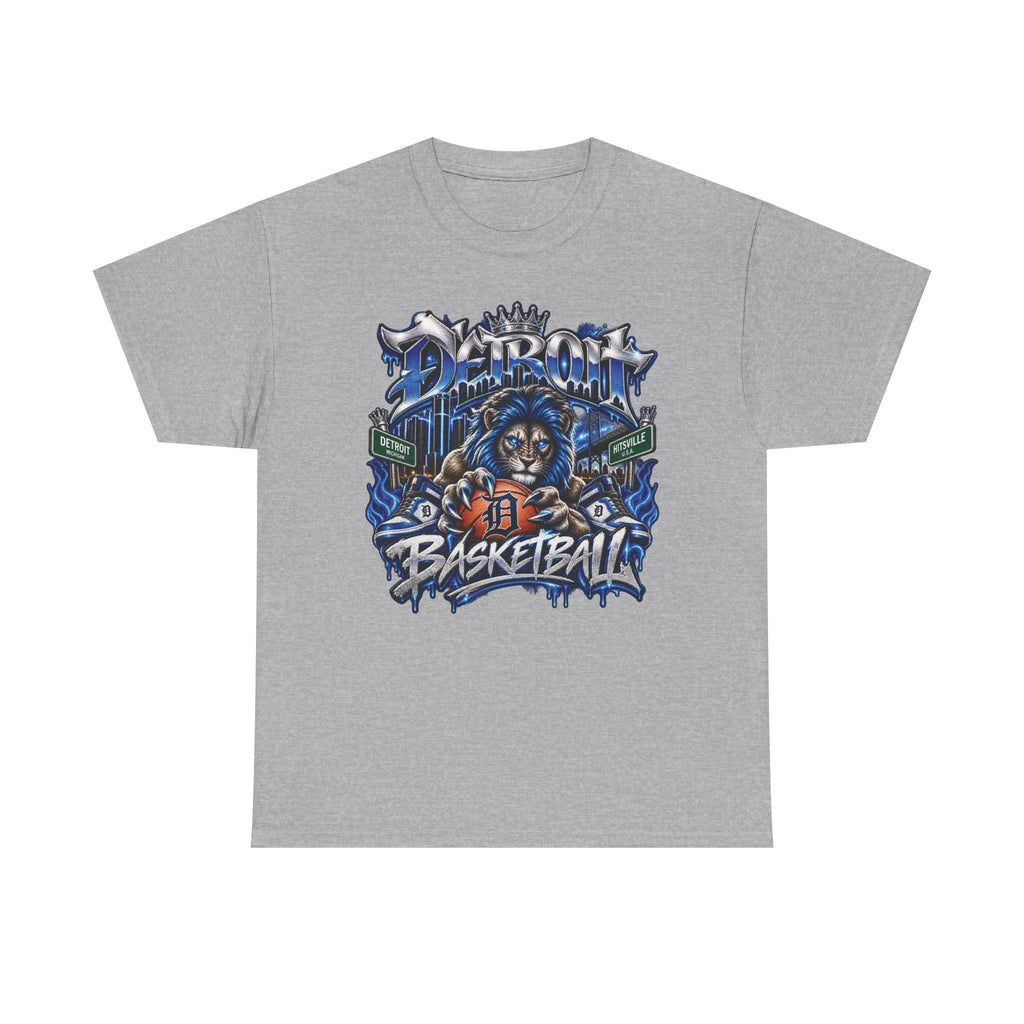 Detroit Basketball Lion Graphic Tee | Motor City D Old English Logo