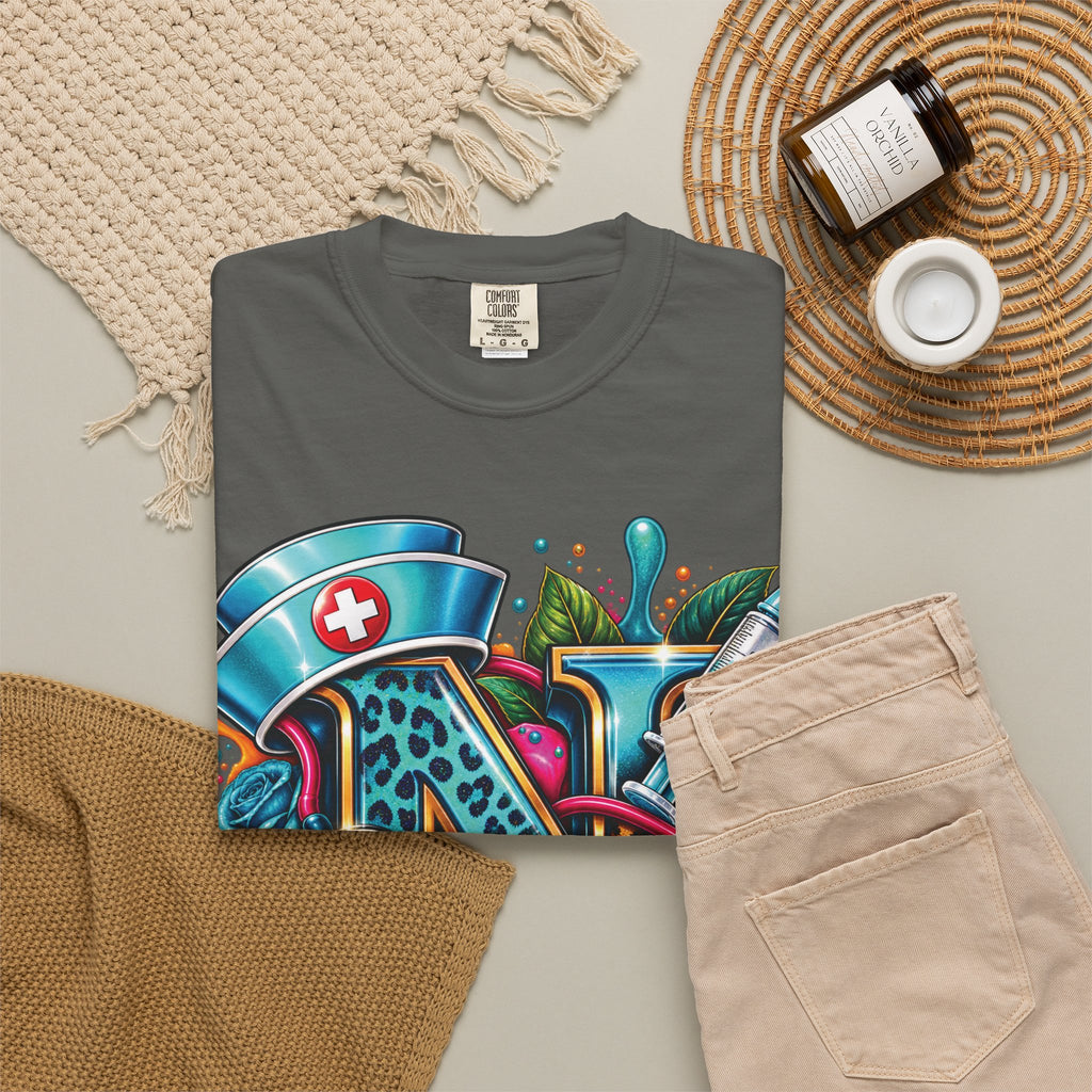 N Nurse Stethoscope Initial T-shirt | Floral Letter N Medical Monogram
