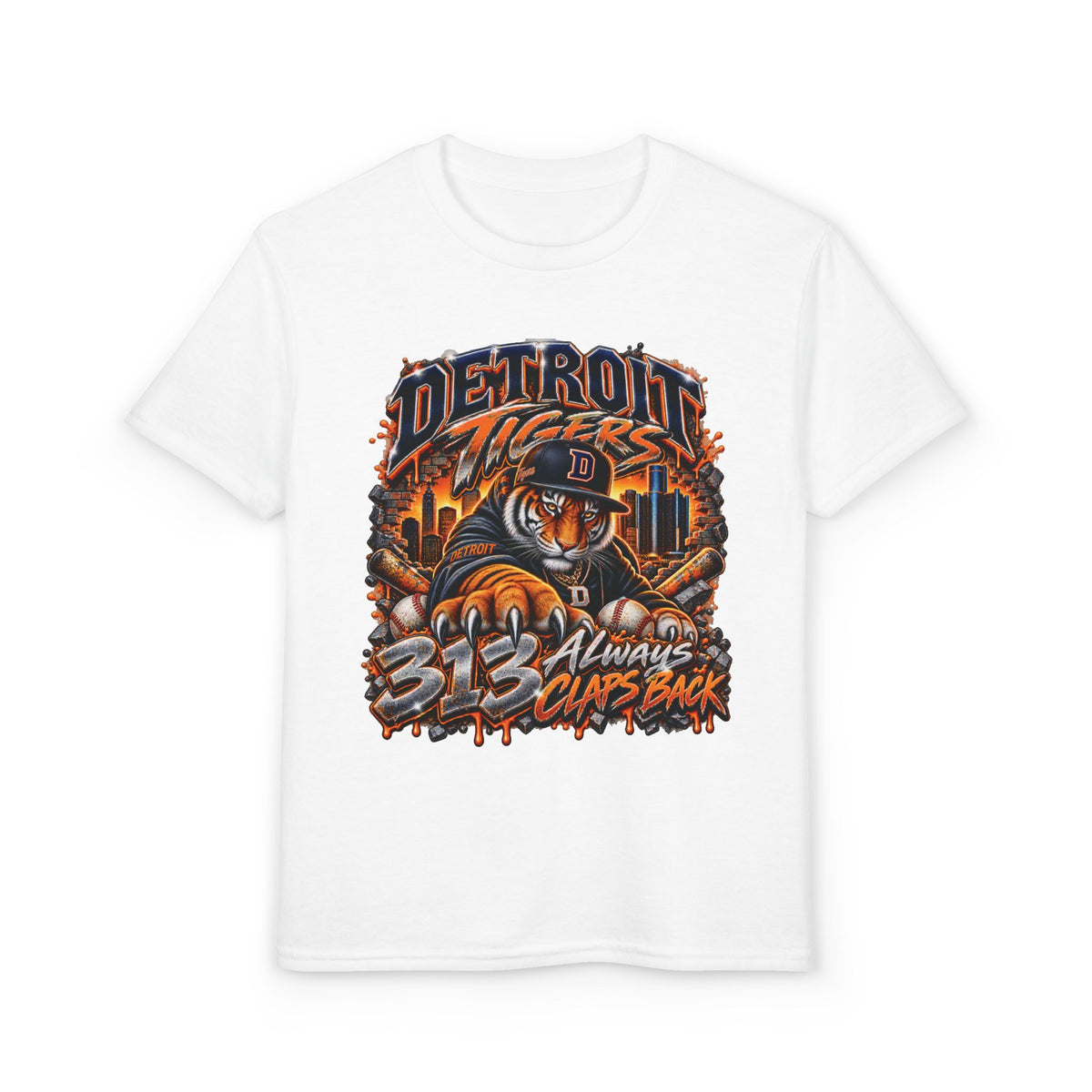 Detroit Tigers Tiger Mascot T-Shirt | 313 Always Claps Back