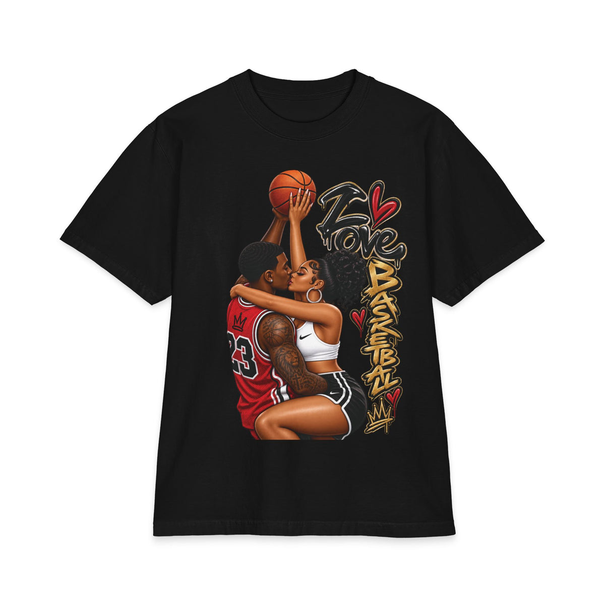 Love Basketball couple illustration Short Sleeve Tee | Basketball Romance
