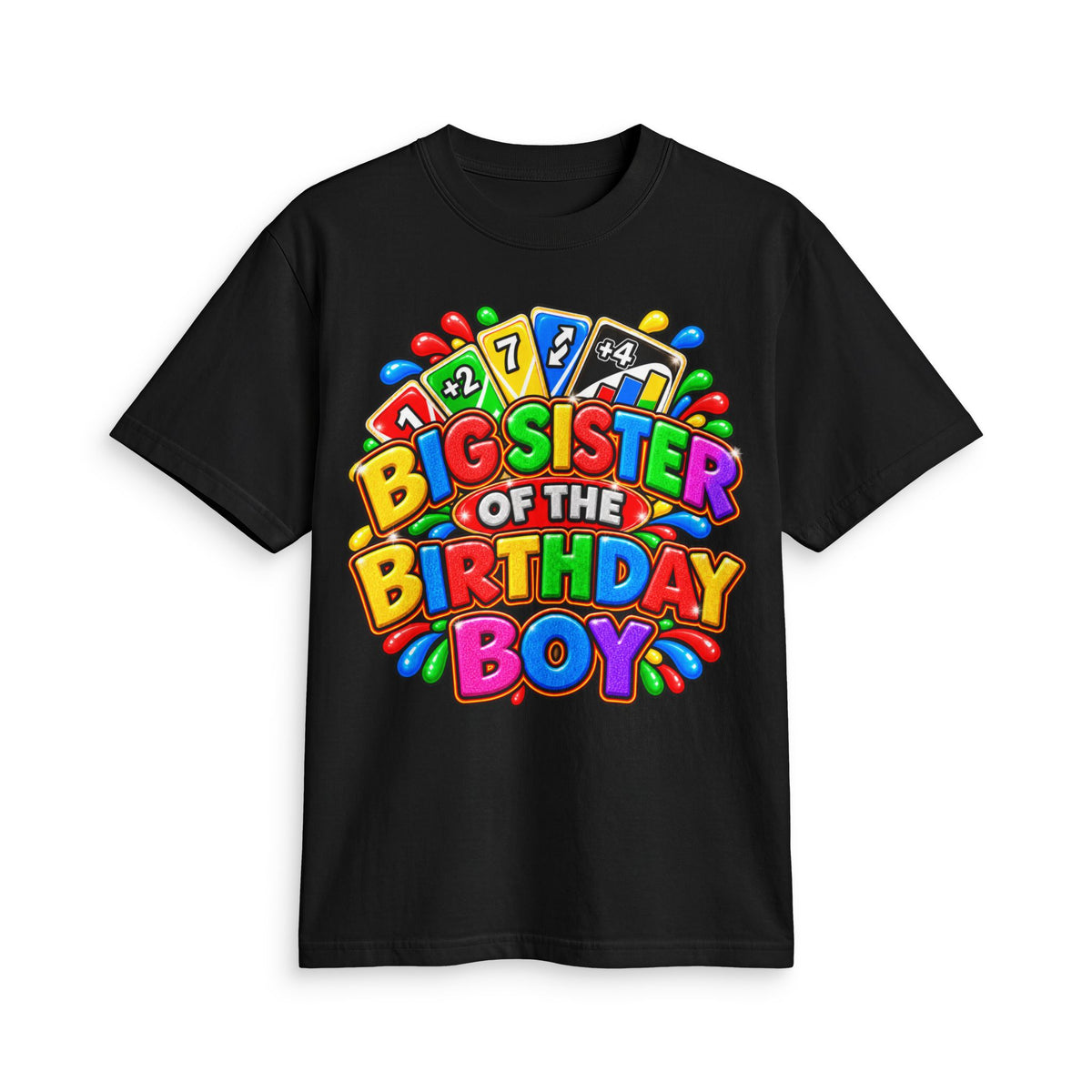 Big Sister of the Birthday Boy T-Shirt | Colorful Party Design