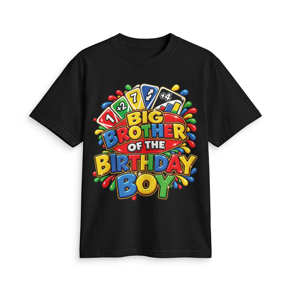 Big Brother of the Birthday Boy T-Shirt | Colorful Game Card Party Design