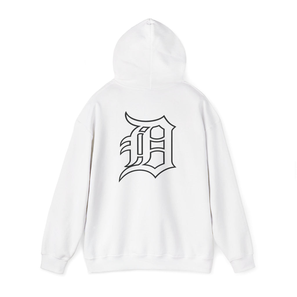 Detroit Basketball Graphic Hoodie | Vintage City Sports Logo, Front Collage Art