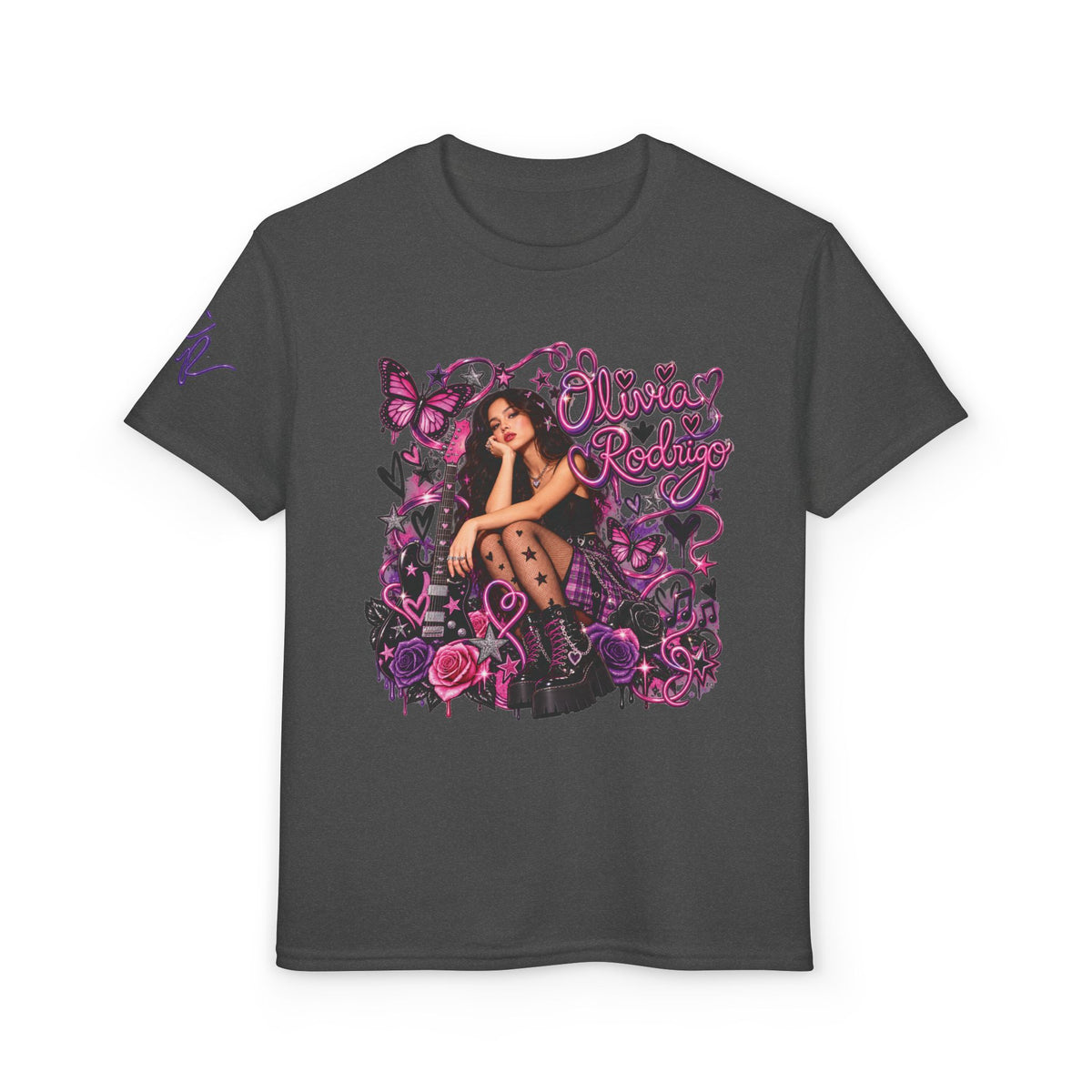 Olivia Rodrigo Tour Date List T-Shirt | Pop Star Tribute, Floral Butterfly Design